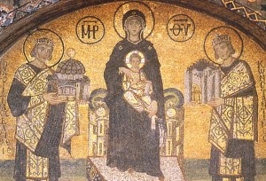 Virgin Mary Amid the Emperors Justinian and Constantine